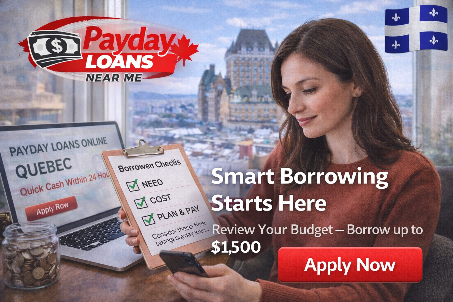 Manitoba borrower reviewing payday loan information online with Canadian cash