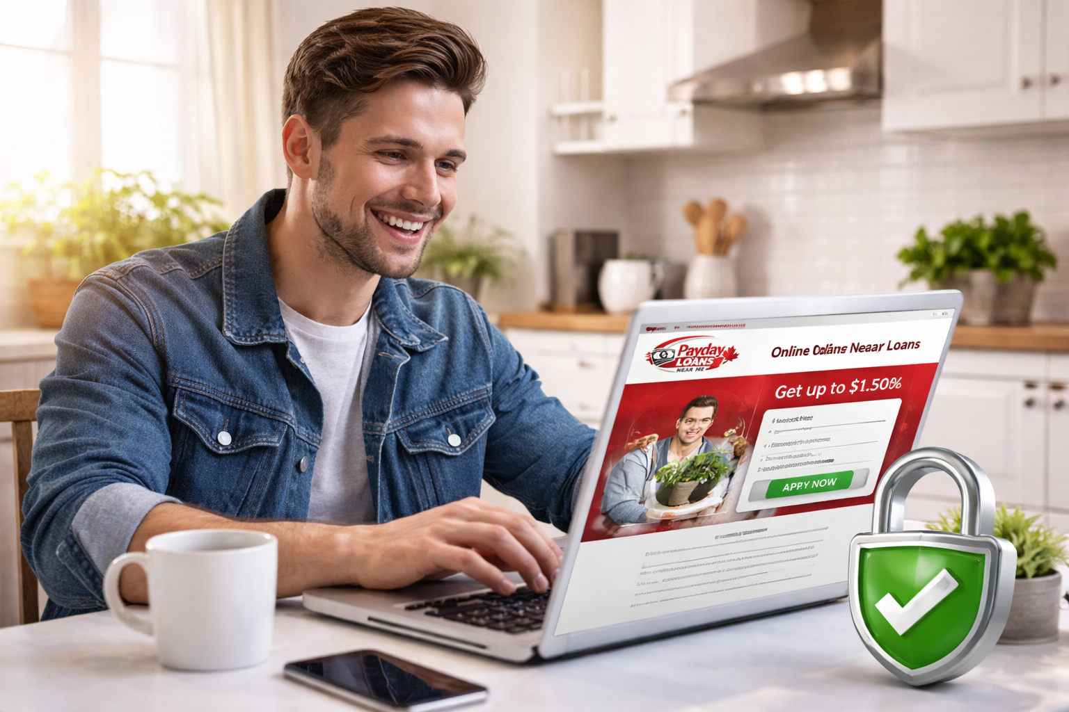 Canadian borrower applying for payday loan online securely