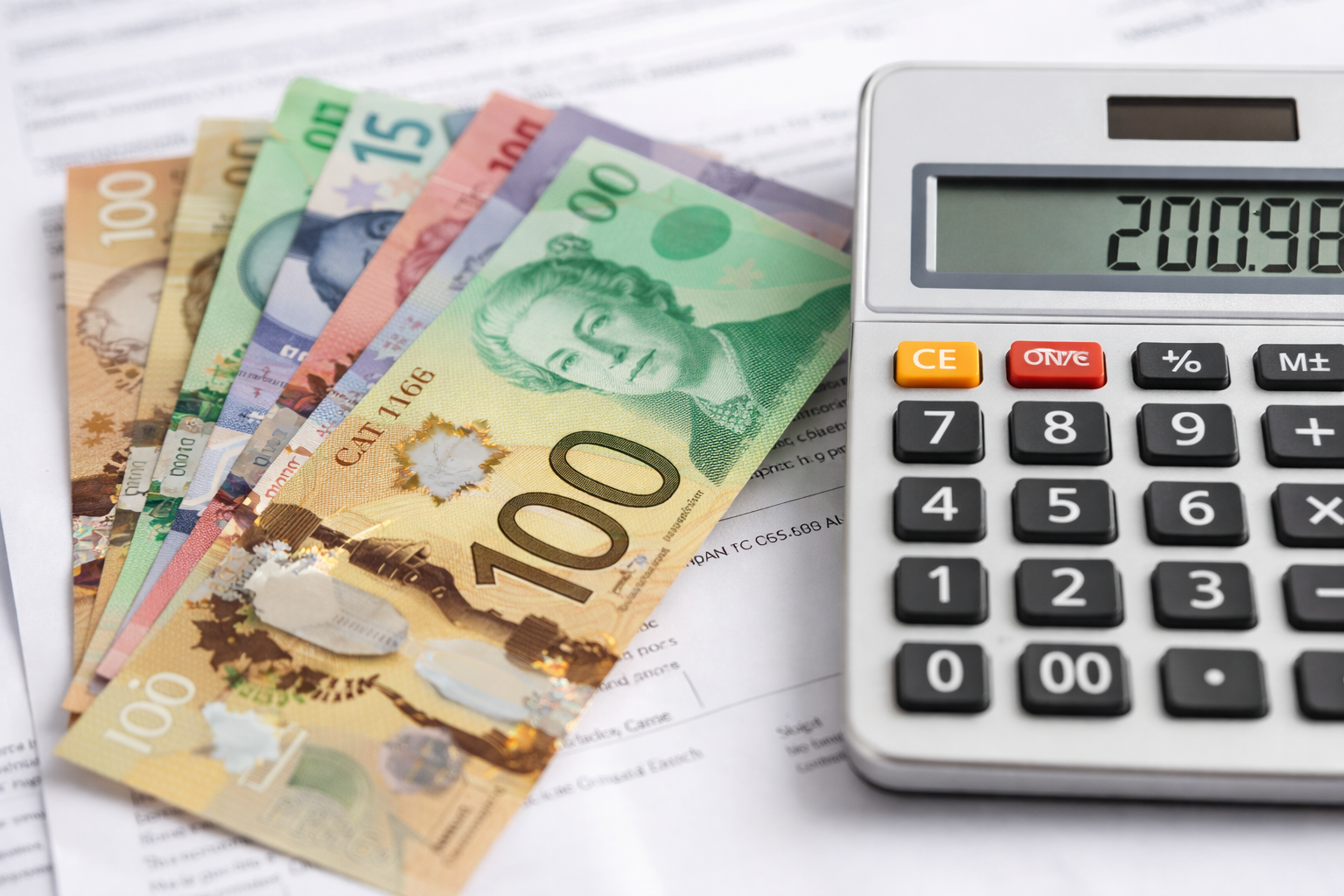 Canadian dollars and calculator showing loan cost transparency
